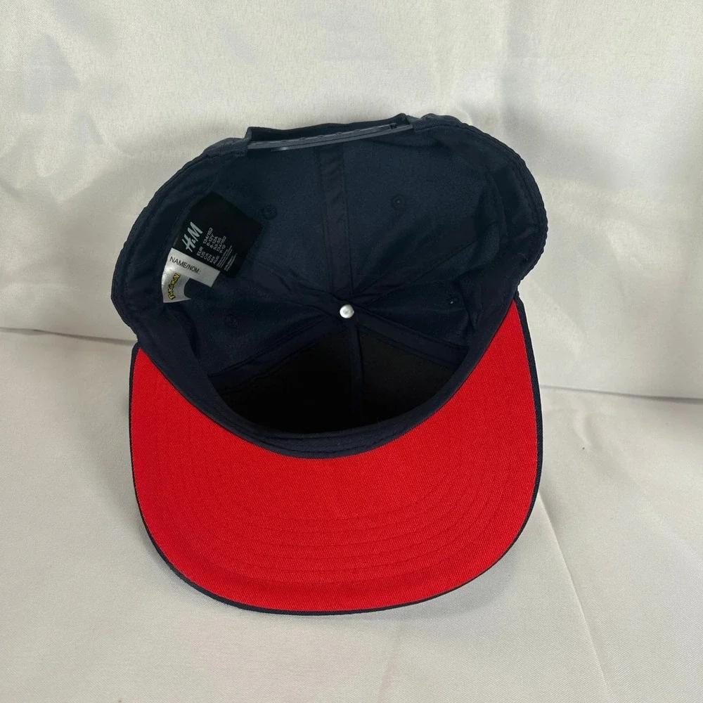 HM Pokemon Pikachu Navy Blue Snapback Hat Size 8-12Y Flat Brim Red Underbill